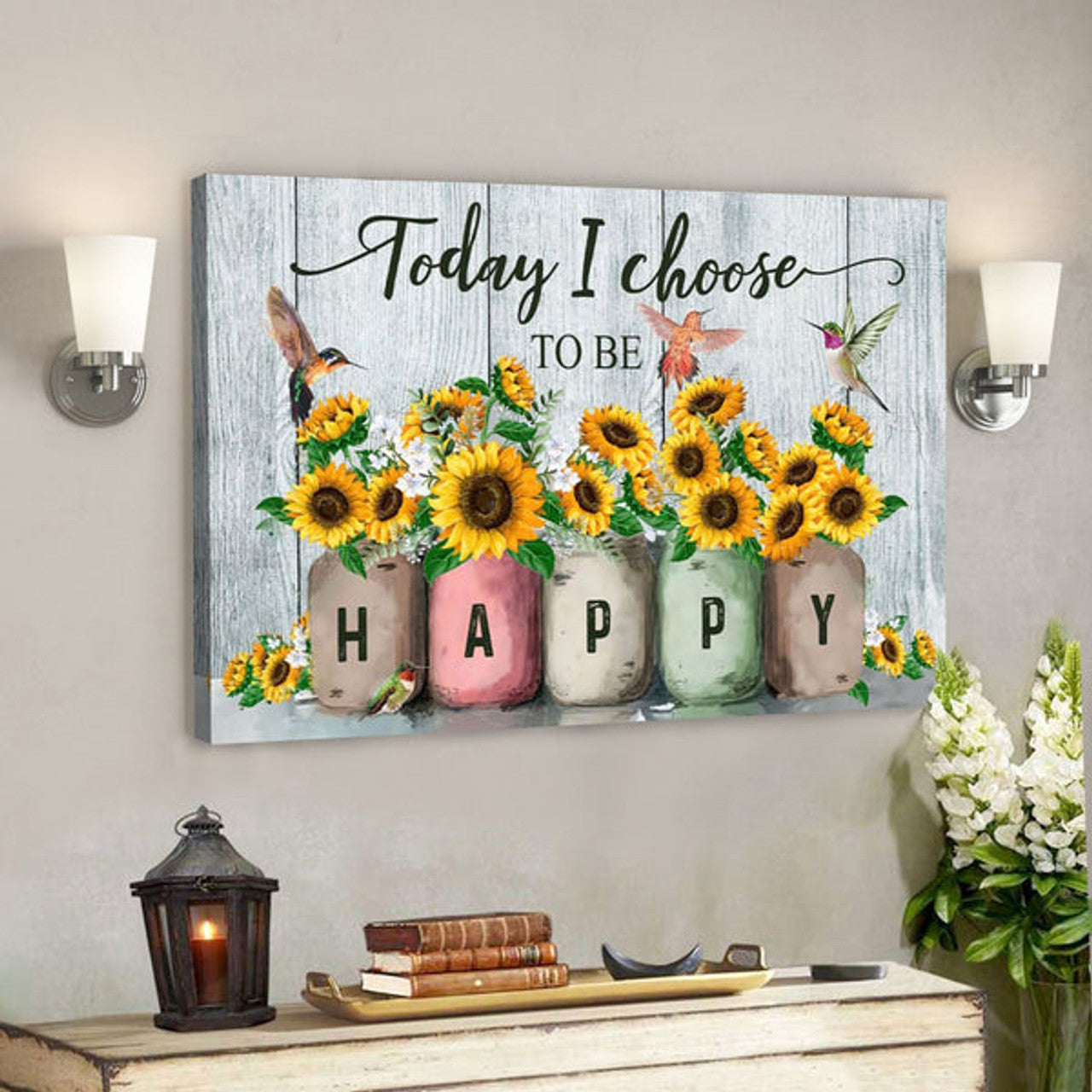 Bible Verse Canvas - Today I Choose To Be Happy Wall Art Canvas - Scripture Canvas Wall Art 