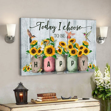 Bible Verse Canvas - Today I Choose To Be Happy Wall Art Canvas - Scripture Canvas Wall Art 