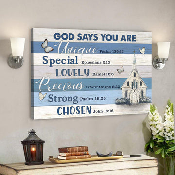 Bible Verse Canvas - Church And Butterfly - God Says You Are Canvas Wall Art 