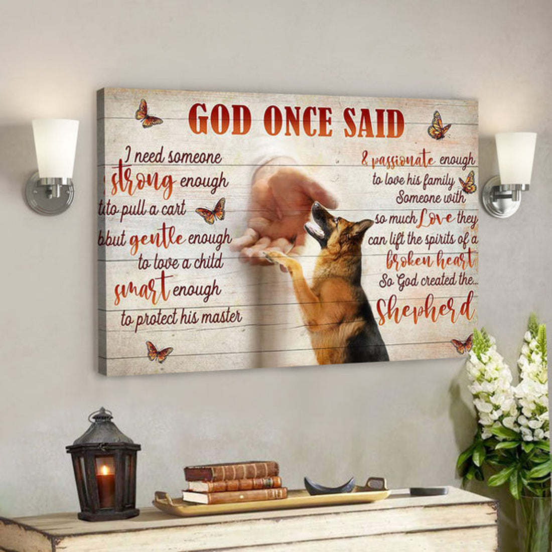 Bible Verse Canvas Prints - God Created The Shepherd German Take My Hand Jesus 