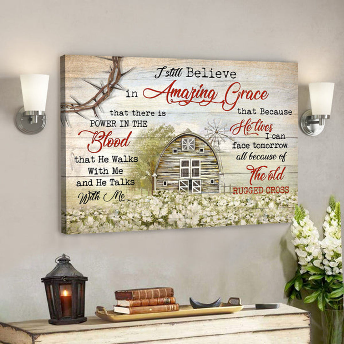 Because He Lives - I Can Face Tomorrow - Bible Verse Canvas - Scripture Canvas Wall Art 