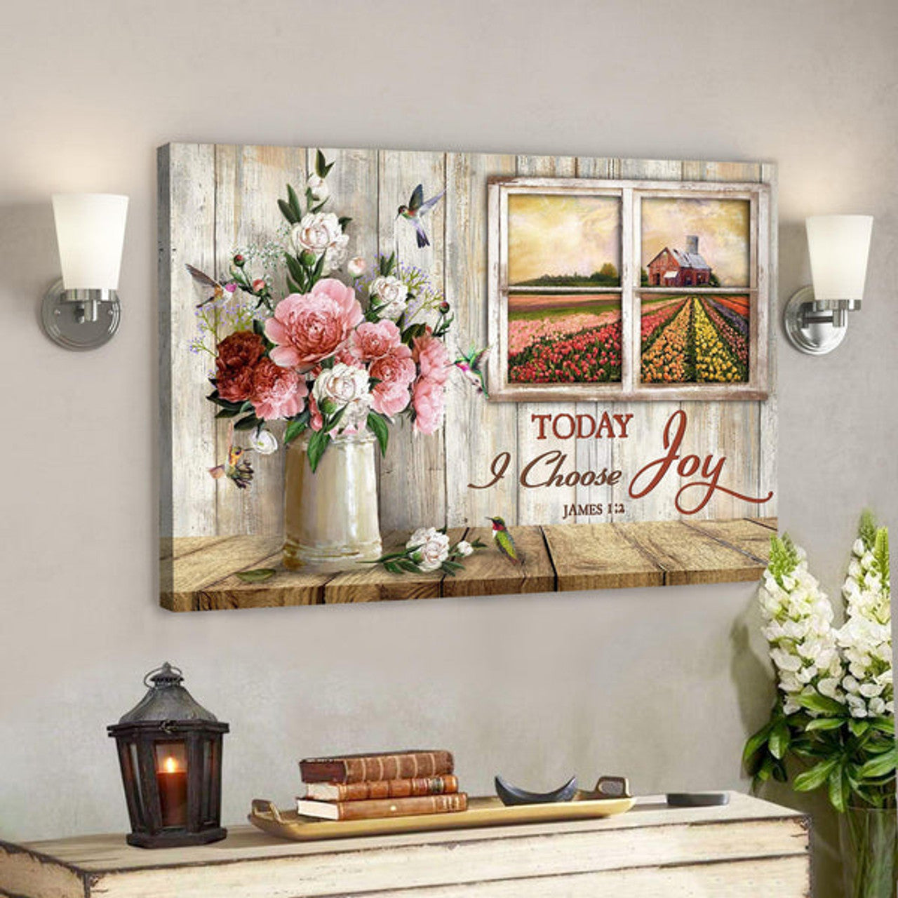 Garden Rose - Today I Choose Joy Canvas Wall Art - Bible Verse Canvas - Scripture Canvas Wall Art 