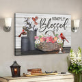 Bible Verse Canvas - Simply Blessed Hummingbird Flowers Wall Art Canvas - Scripture Canvas Wall Art 