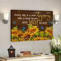 Bible Verse Canvas - Butterfly And Sunflower - Every Day Is A New Beginning Canvas Wall Art 