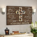 Button Cross - I Can Only Imagine Canvas Wall Art - Bible Verse Canvas - Scripture Canvas Wall Art 