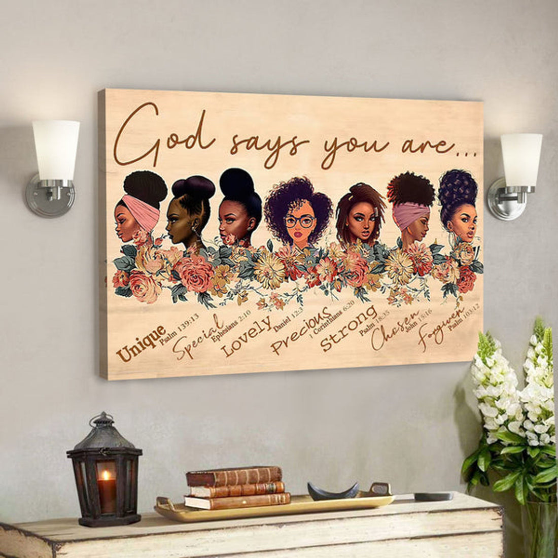 Jesus God Horizontal Canvas Prints - God Wall Art - God Says You Are - Black African Women Pride - Black Queens 