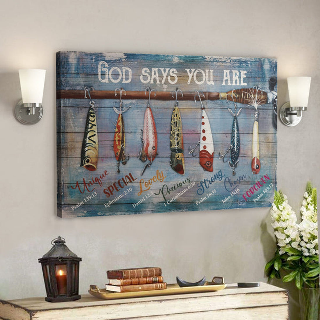 Bible Verse Wall Art Canvas - Fishing - God Says You Are Canvas 