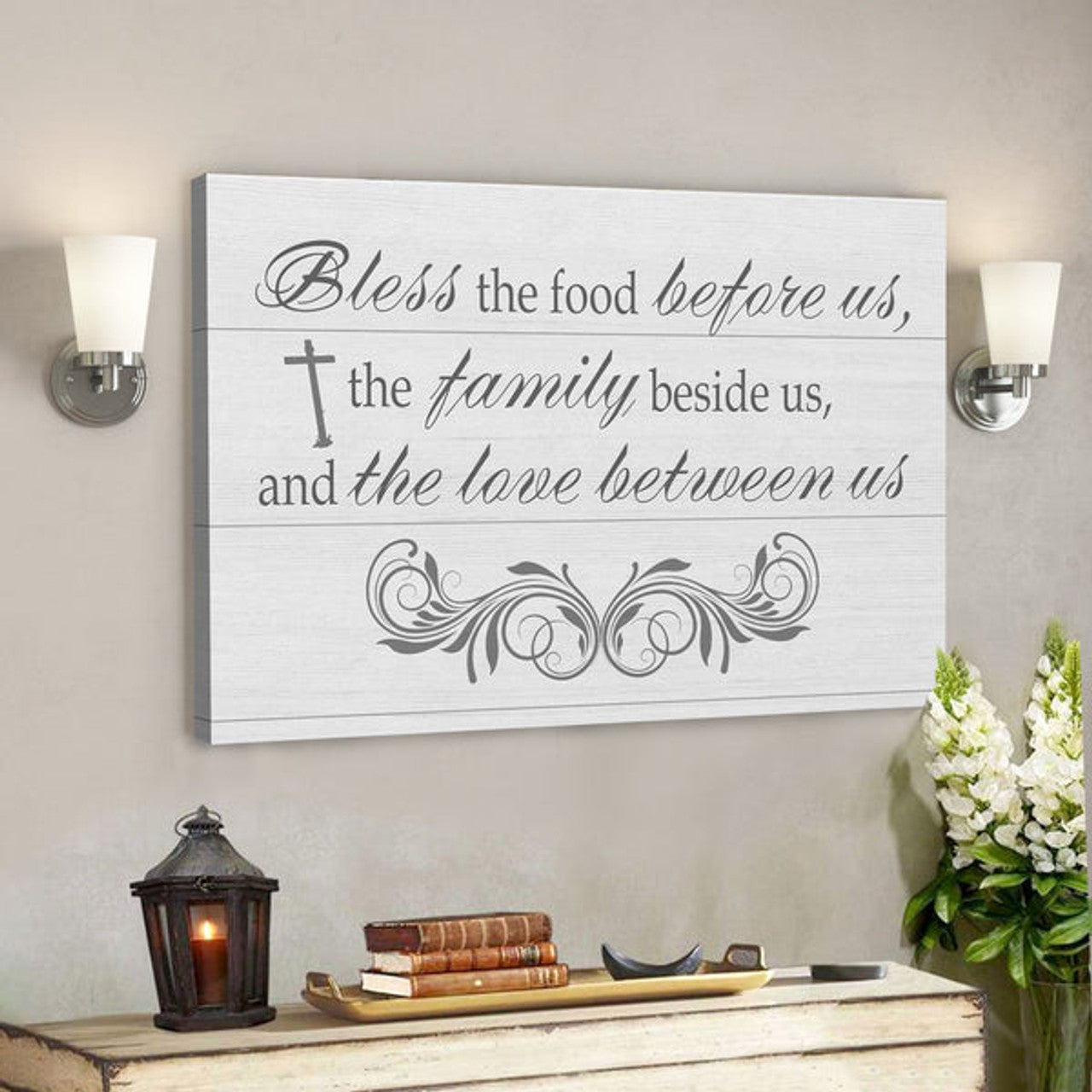 God Canvas Prints - Jesus Canvas Art - Bless The Food Before Us Wall Art Canvas - Christian Wall Art 