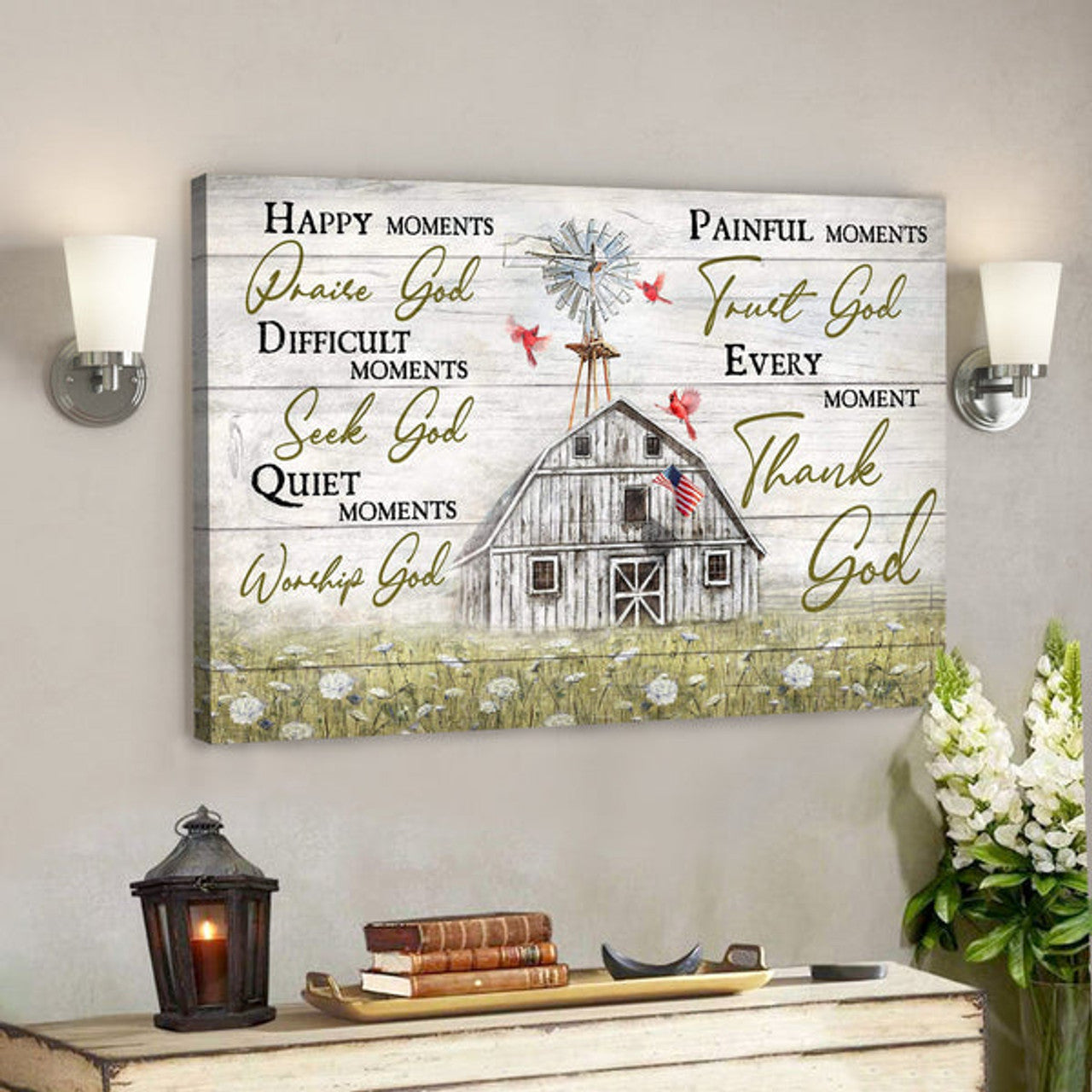 Tranquil Farm - Every Moment Thank God - Bible Verse Canvas - Scripture Canvas Wall Art 