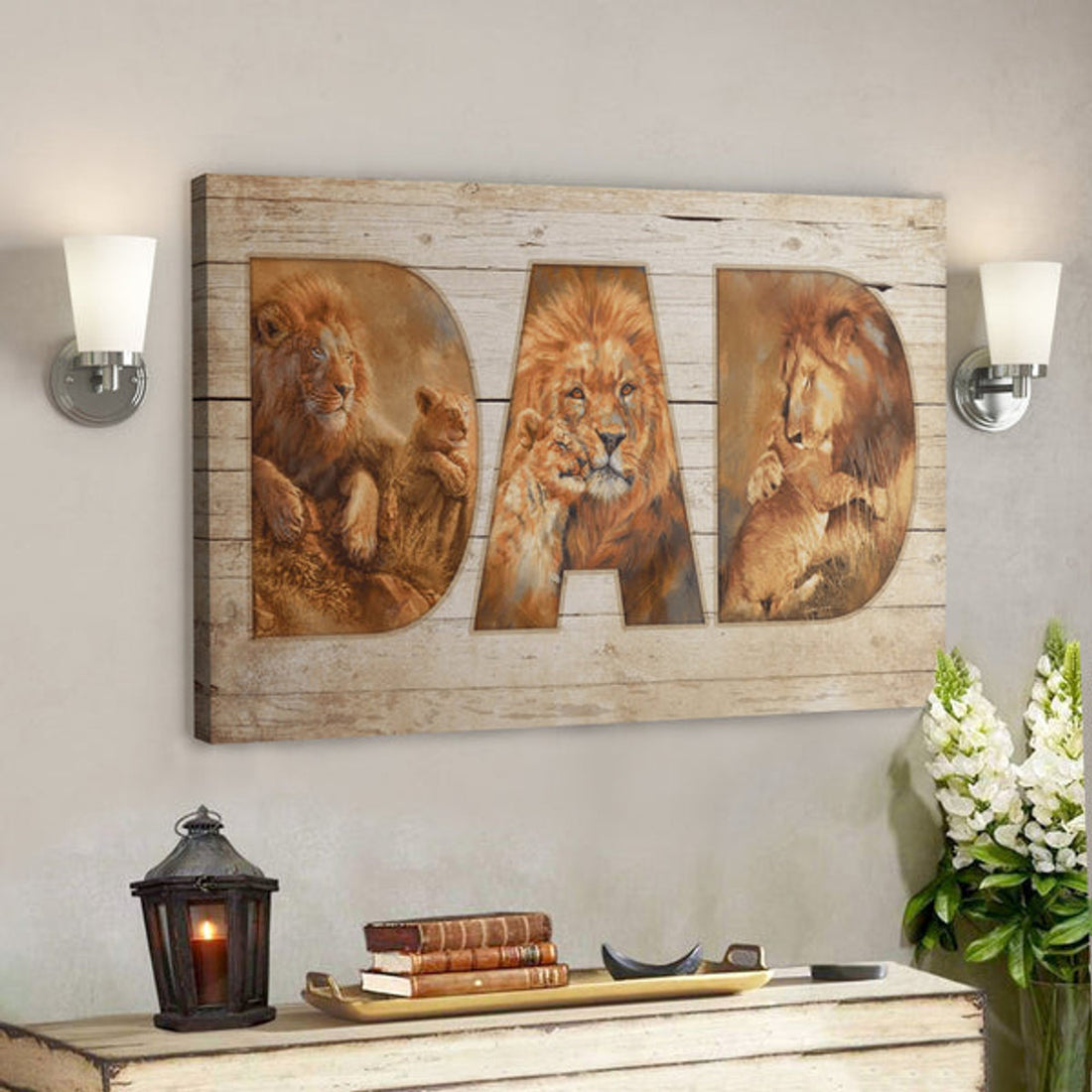 Bible Verse Wall Art Canvas - Dad - Awesome Lion Canvas 