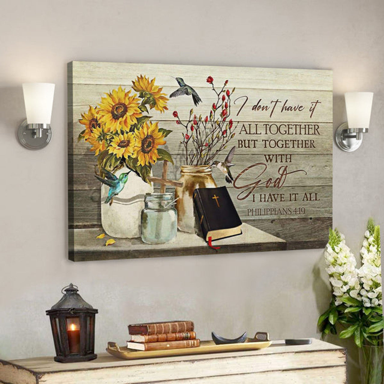 Bible Verse Canvas - I Don't Have It All Together But Together With God I Have It All Canvas - Scripture Canvas Wall Art 