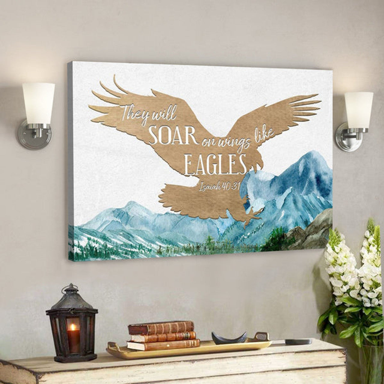 Bible Verse Canvas - They Will Soar On Wings Like Eagles Isaiah 4031 Canvas - Scripture Canvas Wall Art 