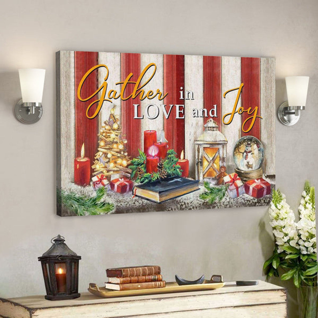 God Canvas Prints - Jesus Canvas Art - Gather In Love And Joy Christmas Christian Wall Art Canvas Christian Christmas Decorations 