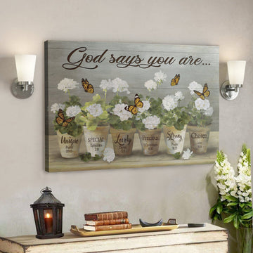 Bible Verse Wall Art Canvas - Beautiful Flower And Butterfly - God Says You Are Canvas 