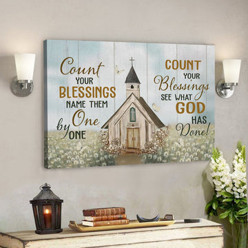 Bible Verse Canvas - Count Your Blessings Name Them One By One Canvas Wall Art - Scripture Canvas Wall Art 