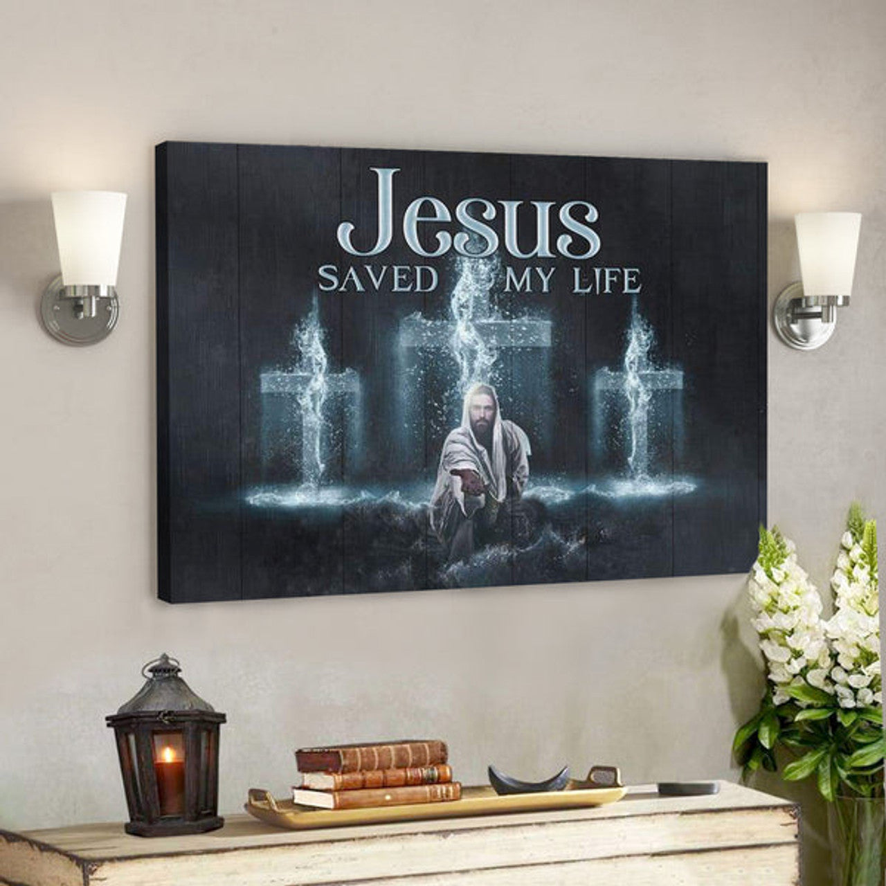 Bible Verse Canvas - Jesus Saved My Life Canvas Wall Art 