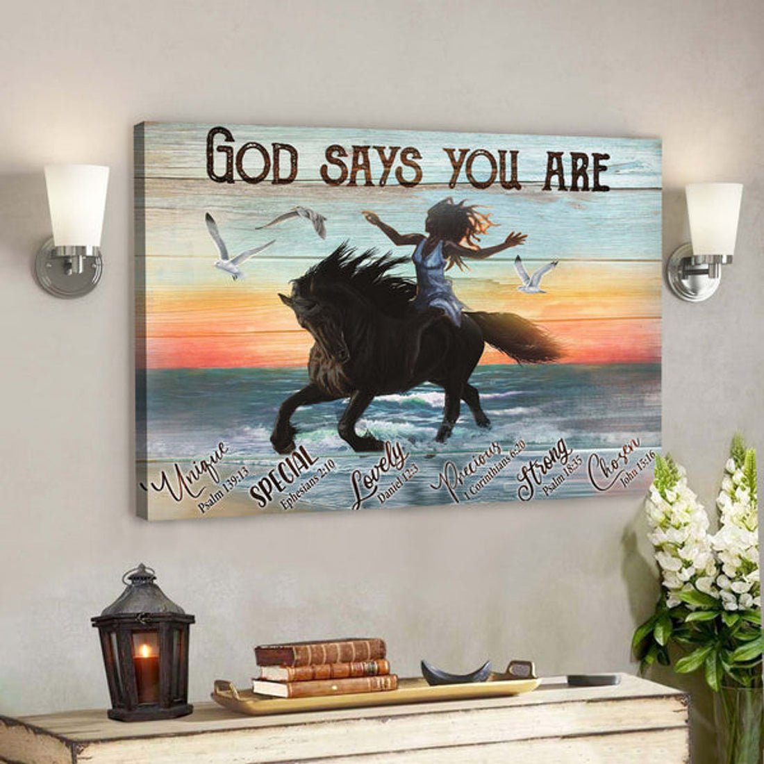 Girl Riding Horse - God Says You Are Canvas Wall Art - Bible Verse Canvas - Scripture Canvas Wall Art 