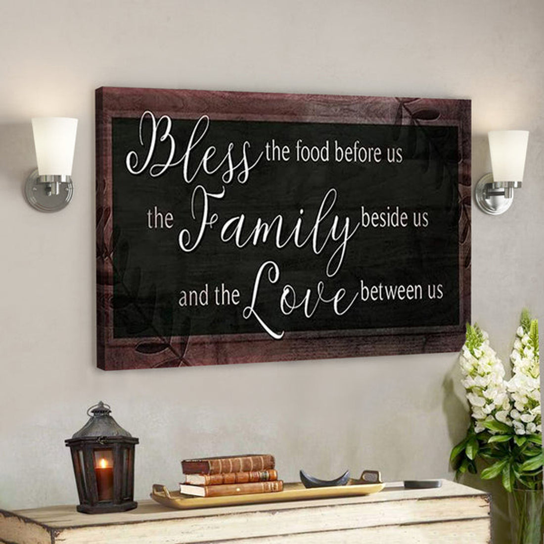 Bible Verse Canvas - Bless The Food Jesus - Scripture Canvas Wall Art 