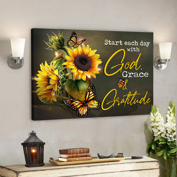 Butterfly – God Grace and Gratitude - Bible Verse Canvas - Scripture Canvas Wall Art 