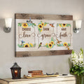 Bible Verse Canvas - Choose Love Show Grace Have Faith Hummingbird Sunflower Wall Art Canvas - Scripture Canvas Wall Art 