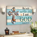 Seashell Cross - Be Still And Know That I Am God Canvas Wall Art - Bible Verse Canvas - Scripture Canvas Wall Art 