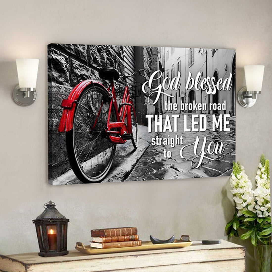 God Canvas - Bible Verse Canvas - God Blessed The Broken Road - Special Jesus Canvas H - Scripture Canvas 