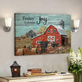 Bible Verse Canvas - Angus Cows In Tranquil Farm - Today I Choose Joy Canvas Wall Art 