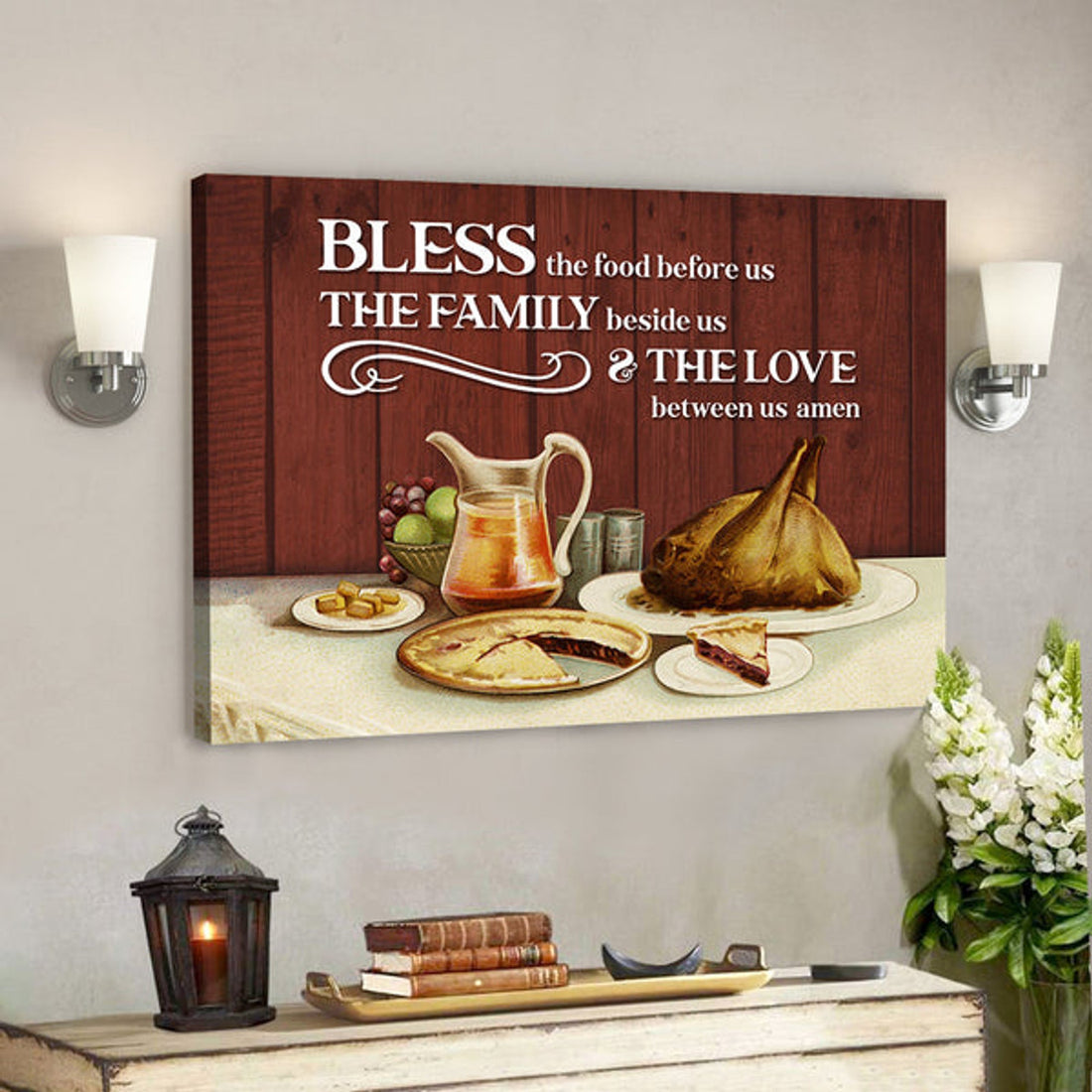 Bible Verse Canvas - Bless The Food Before Us Canvas - Thanksgiving Canvas - Scripture Canvas Wall Art 