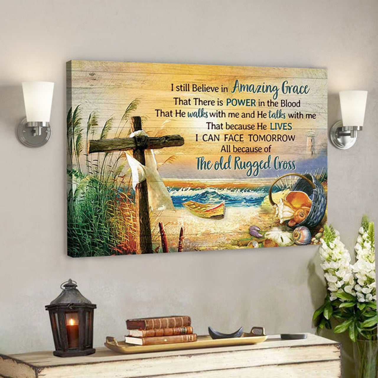 God Canvas - Bible Verse Canvas - I Still Believe In Amazing Grace - Beautiful Beach Scene Canvas - Scripture Canvas 