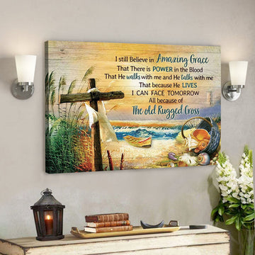 God Canvas - Bible Verse Canvas - I Still Believe In Amazing Grace - Beautiful Beach Scene Canvas - Scripture Canvas 