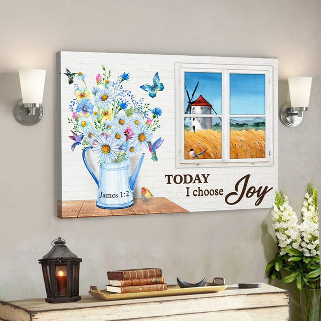 God Canvas - Bible Verse Canvas - Butterfly And Flower Canvas - Today I Choose Joy - Scripture Canvas 