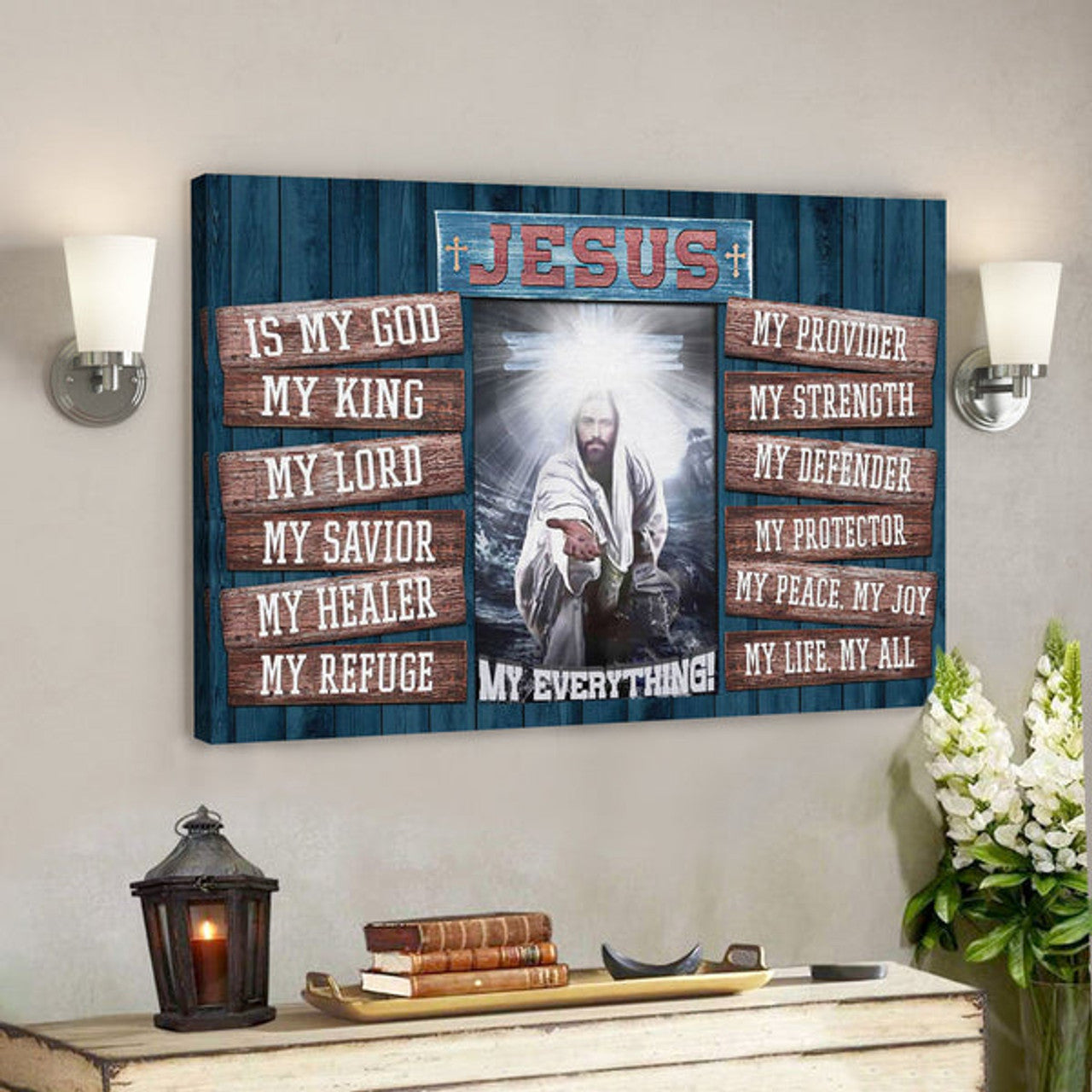 Bible Verse Canvas - Jesus My God My Lord My All Canvas Wall Art - Scripture Canvas Wall Art 