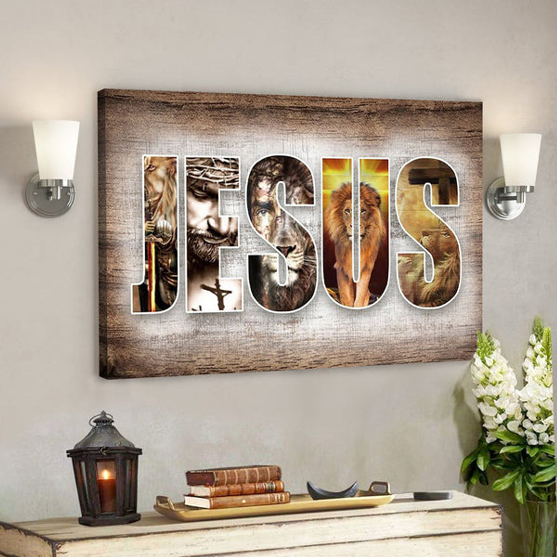 God Canvas - Bible Verse Canvas - Believe In God - Jesus And Lion Canvas - Scripture Canvas 