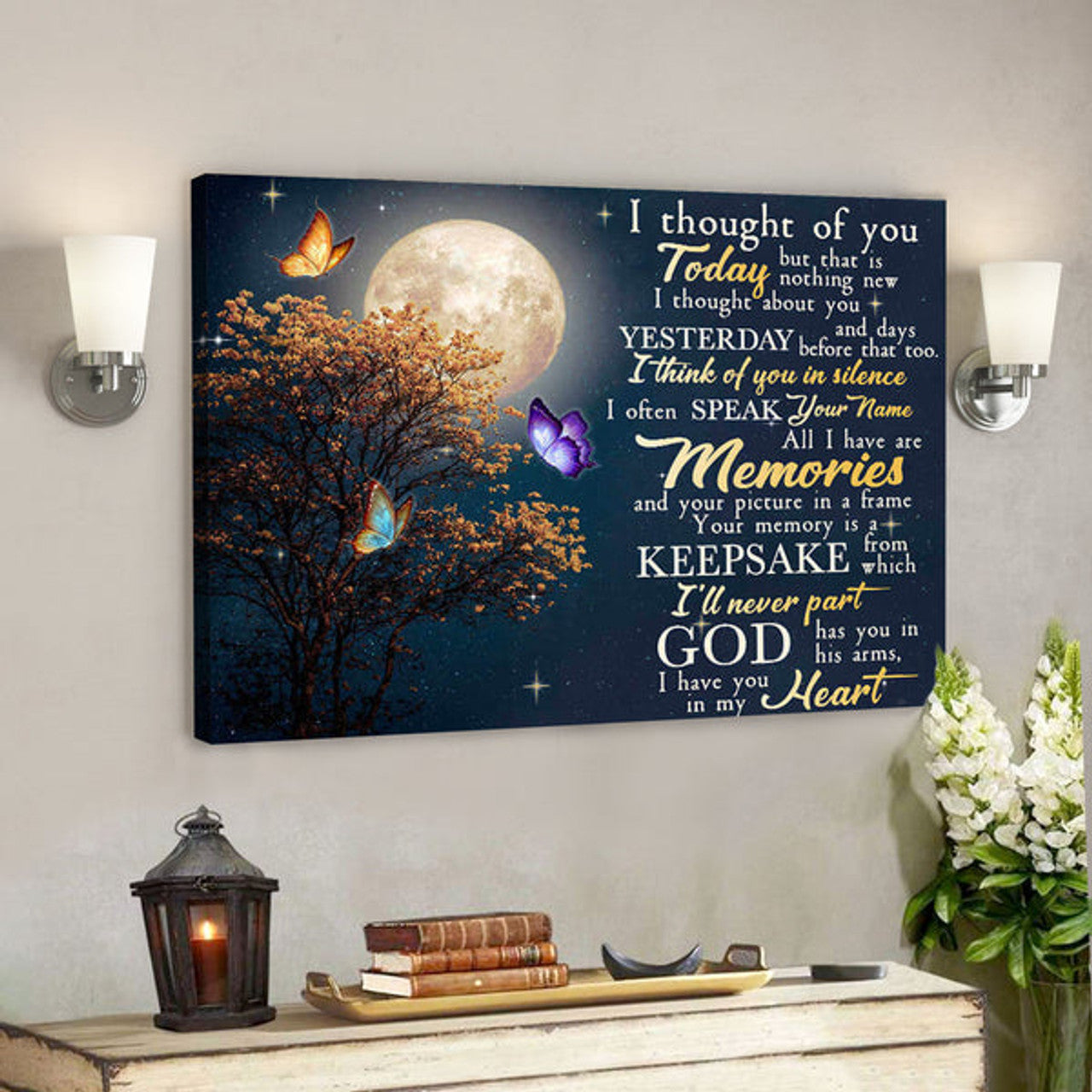 Butterfly - I Thought Of You - Bible Verse Canvas - Scripture Canvas Wall Art 
