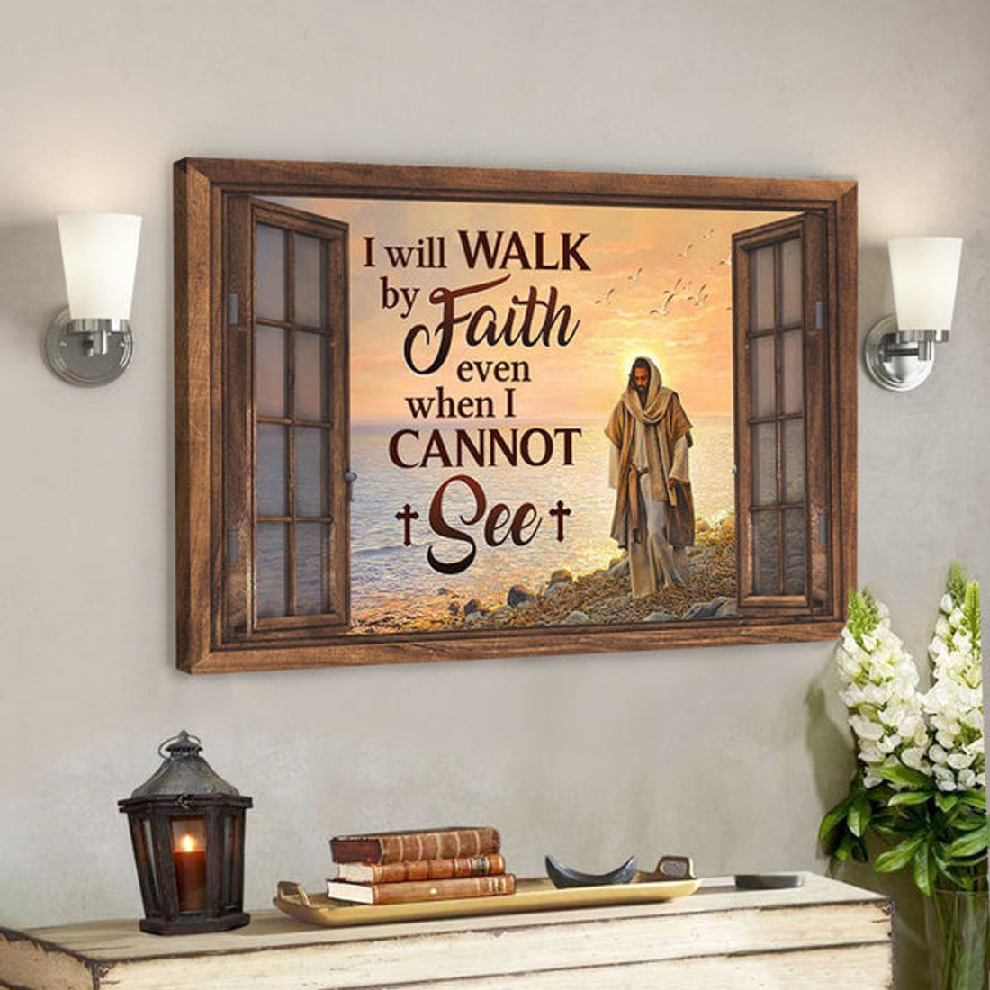 God Canvas - Bible Verse Canvas - I Will Walk By Faith Even I Cannot See - Special Jesus Canvas - Scripture Canvas 
