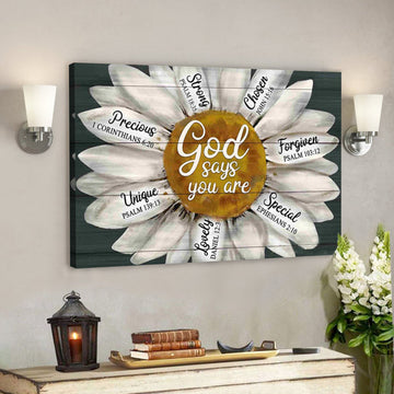Bible Verse Wall Art Canvas - Daisy - God Says You Are Canvas 