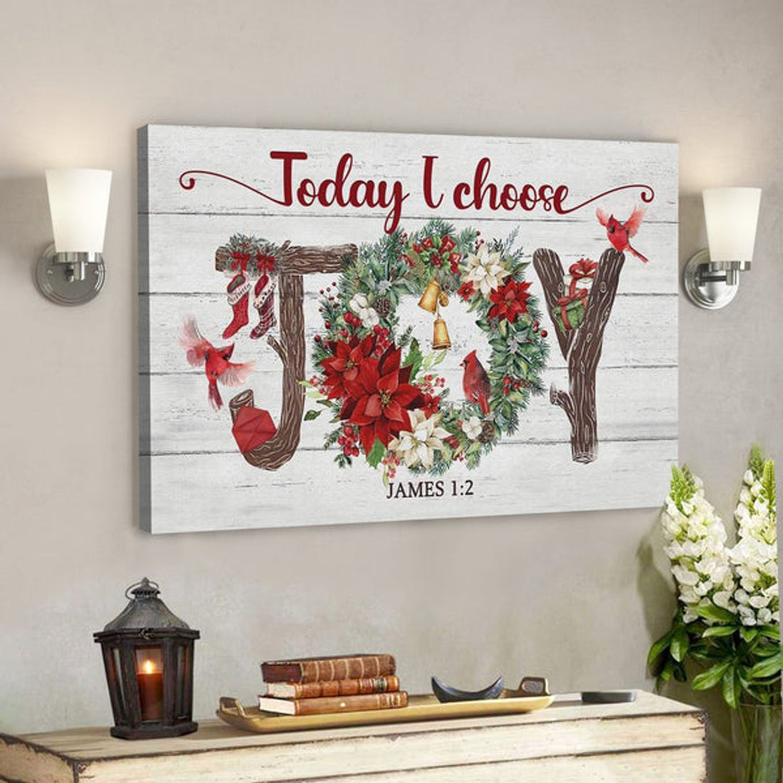 God Canvas Prints - Jesus Canvas Art - Today I Choose Joy Christmas Wall Art Canvas Christian Christmas Gifts 