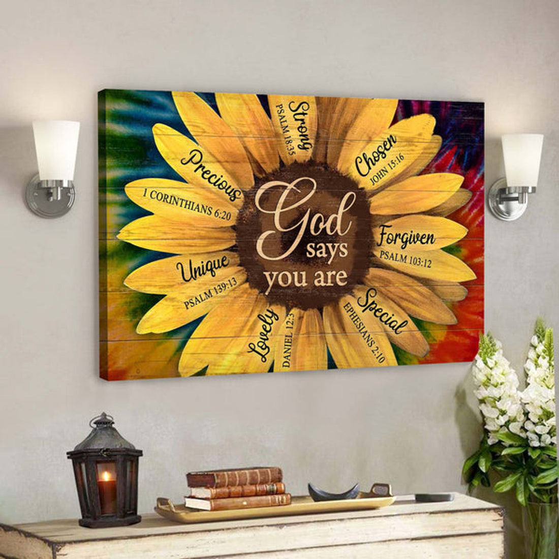 Great Sunflower - God Says You Are Canvas Wall Art - Bible Verse Canvas - Scripture Canvas Wall Art 