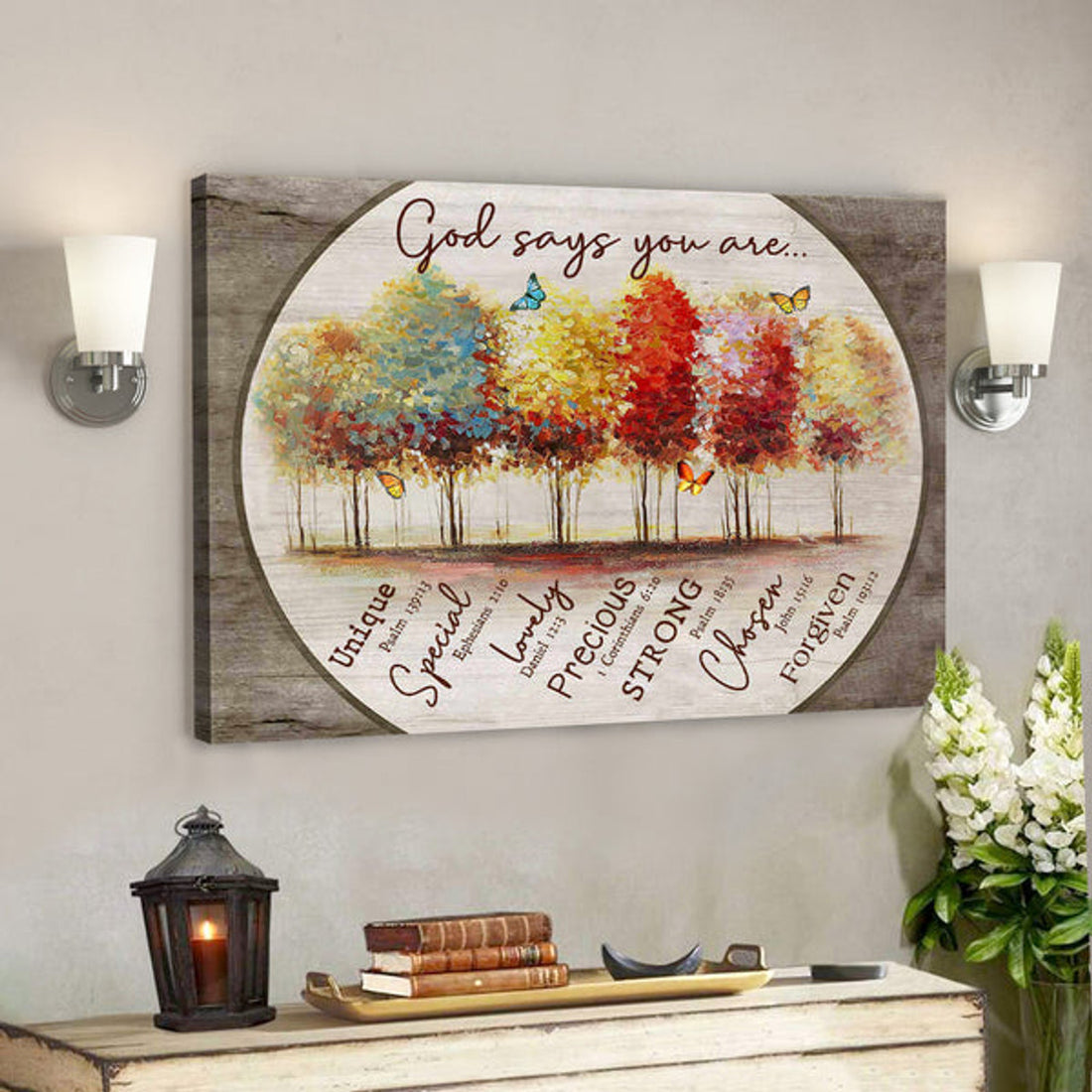 God Says You Are Butterfly Canvas - Bible Verse Canvas - Scripture Canvas Wall Art 
