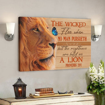 Bible Verse Canvas - The Righteous Are Bold As A Lion Proverbs 281 Canvas - Scripture Canvas Wall Art 