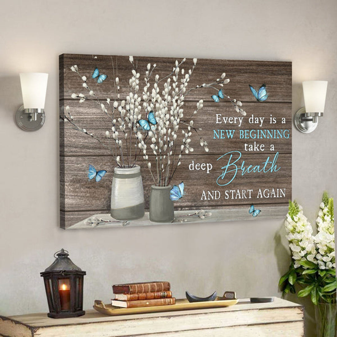 Jesus God Landscape Canvas Prints - God Wall Art - Every Day Is New Beginning Take A Deep Breath And Start Again 