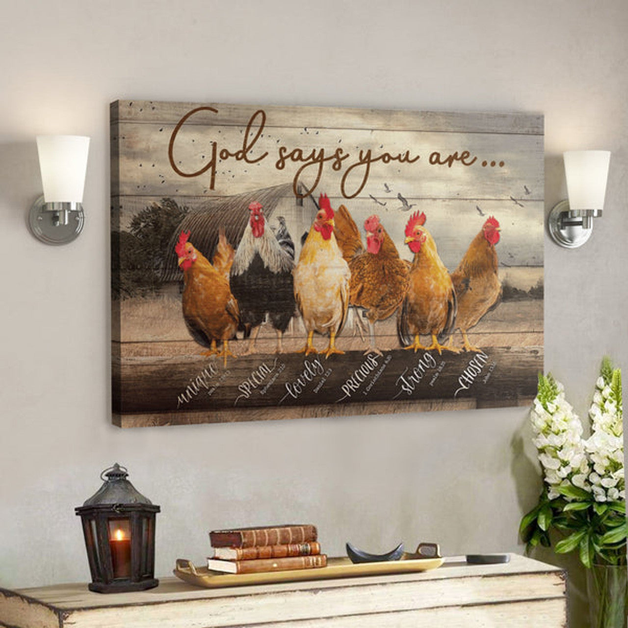 Bible Verse Wall Art Canvas - Chicken - God Says You Are 4 Canvas 