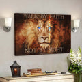 Fascinating Lion - Walk By Faith Not By Sight Jesus - Bible Verse Canvas - Scripture Canvas Wall Art 