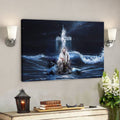 God Canvas Prints - Jesus Canvas Art - Jesus Outstretched Hands Saves Canvas Wall Art - Horizontal Christian Wall Art 