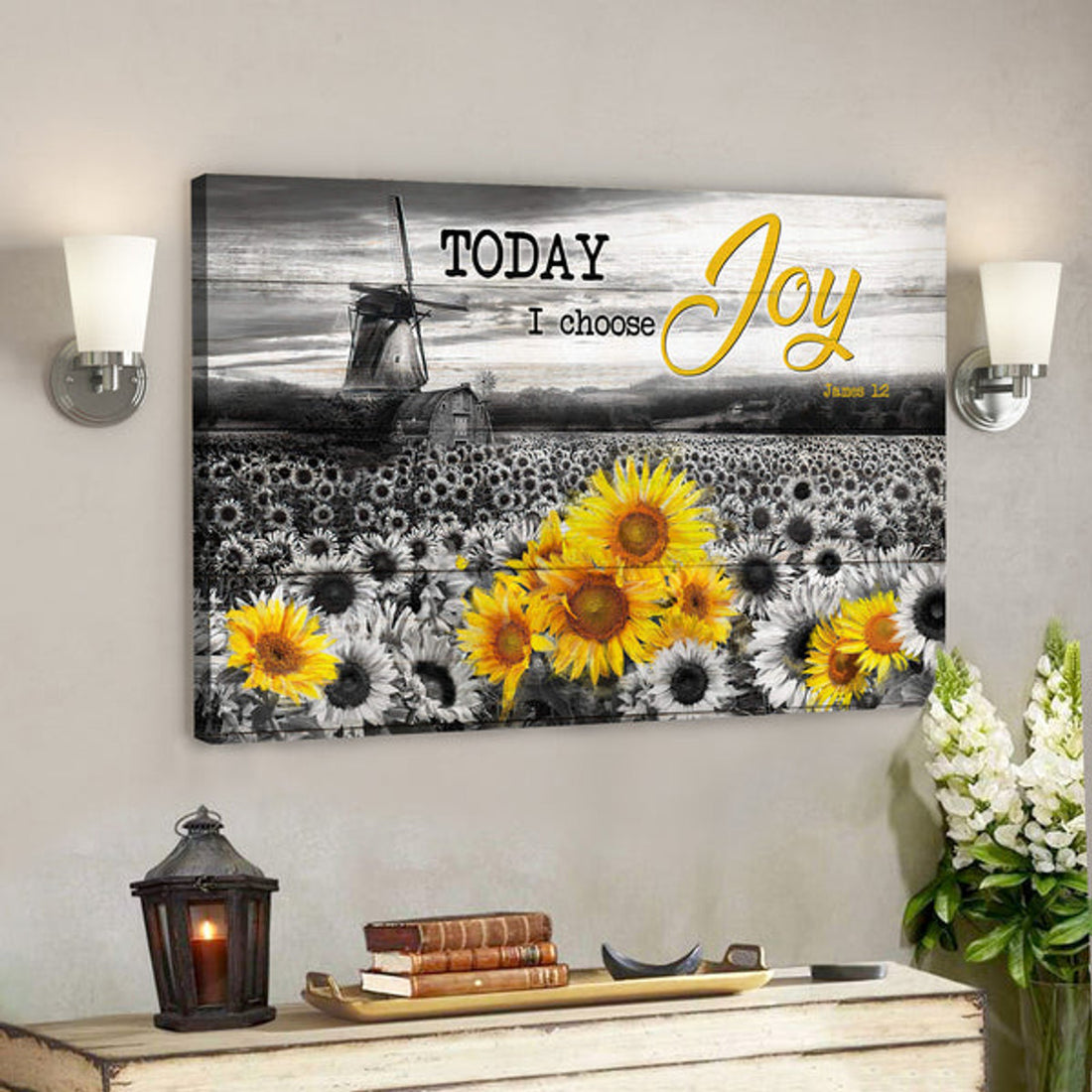 Color Pop Sunflower - Today I Choose Joy Canvas Wall Art - Bible Verse Canvas - Scripture Canvas Wall Art 