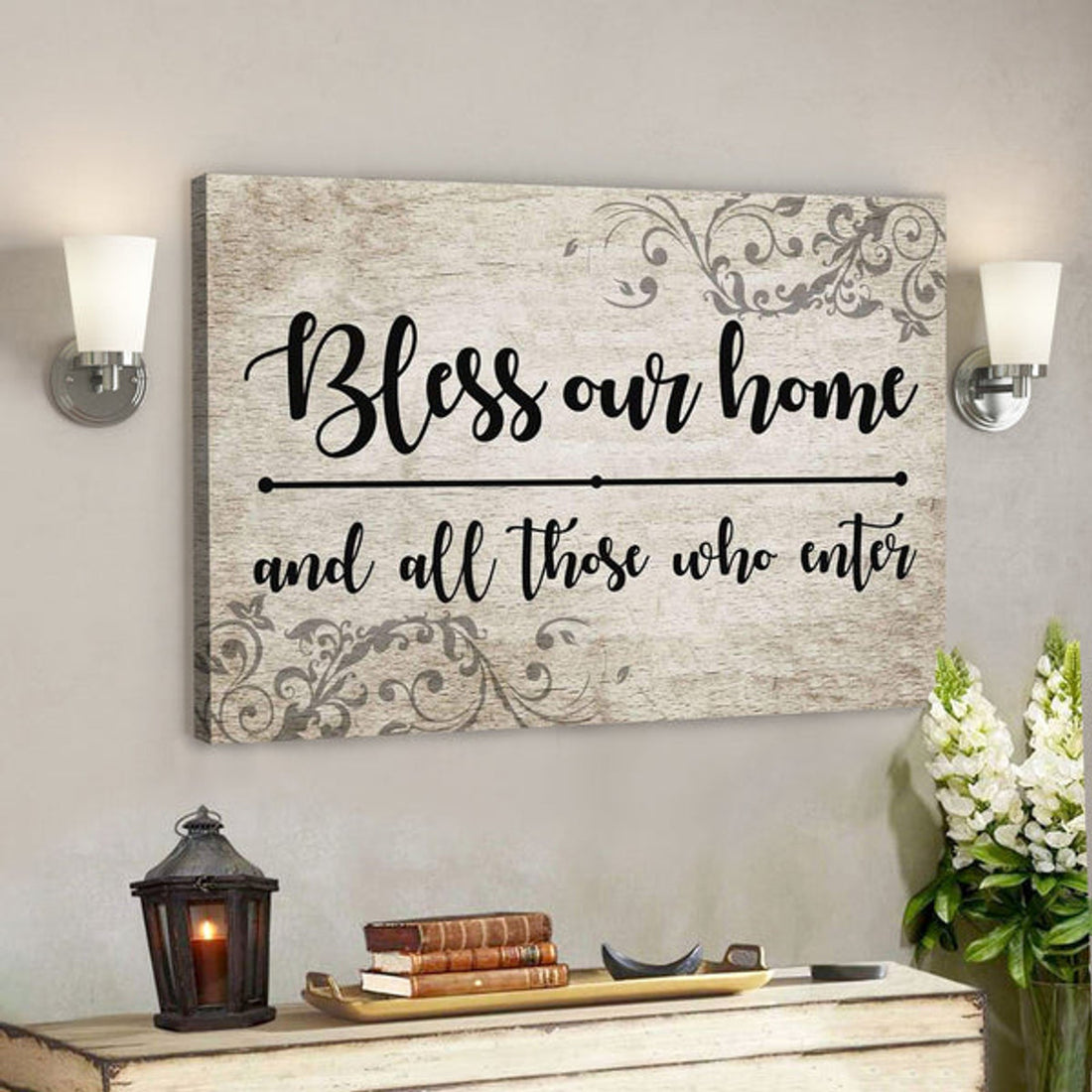 God Canvas Prints - Jesus Canvas Art - Bless Our Home And All Those Who Enter Canvas Print - Welcome Wall Art 