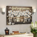 Daisy Jar - God Says You Are Canvas Wall Art - Bible Verse Canvas - Scripture Canvas Wall Art 