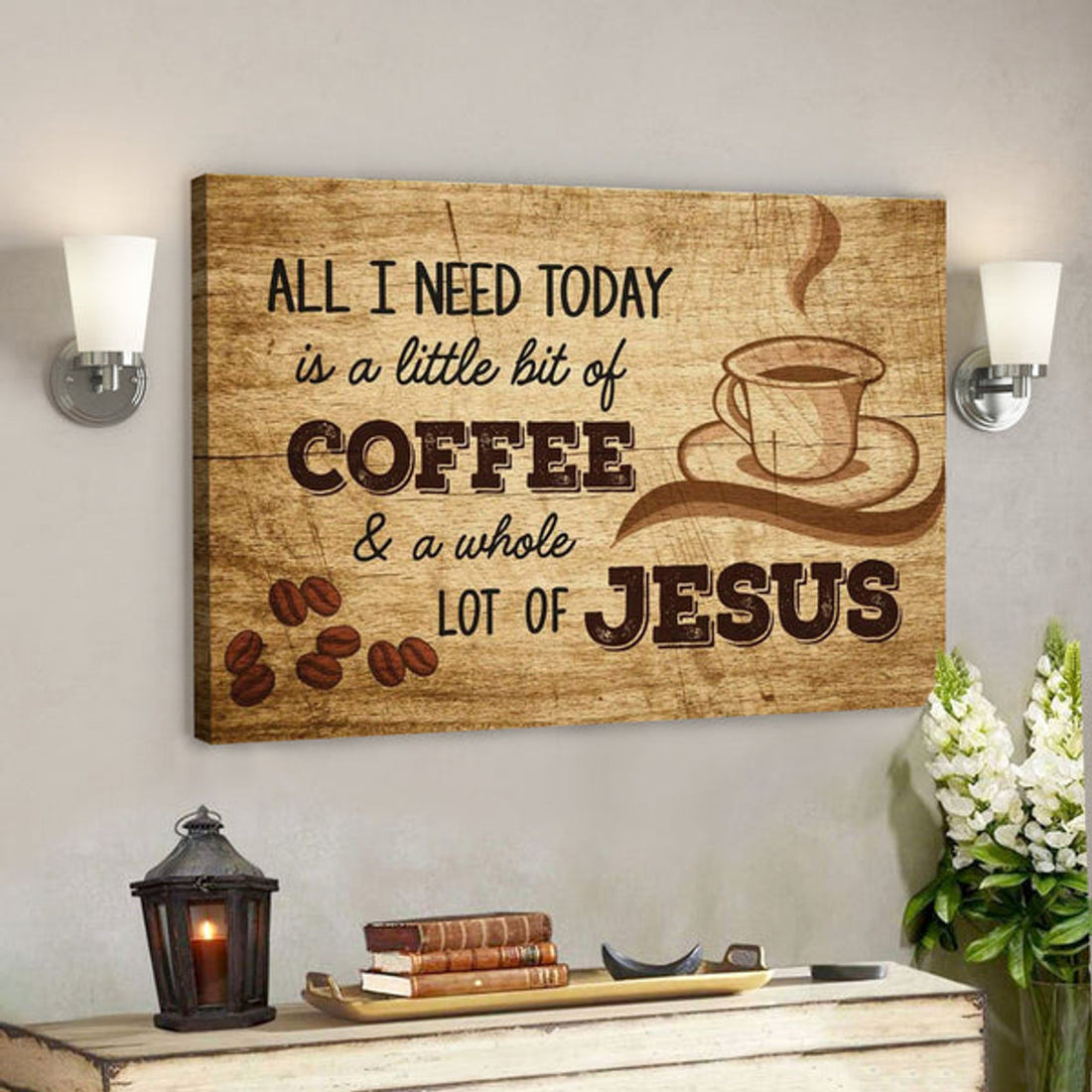 God Canvas Prints - Jesus Canvas Art - Jesus And Coffee Canvas Wall Art - Christian Wall Art 