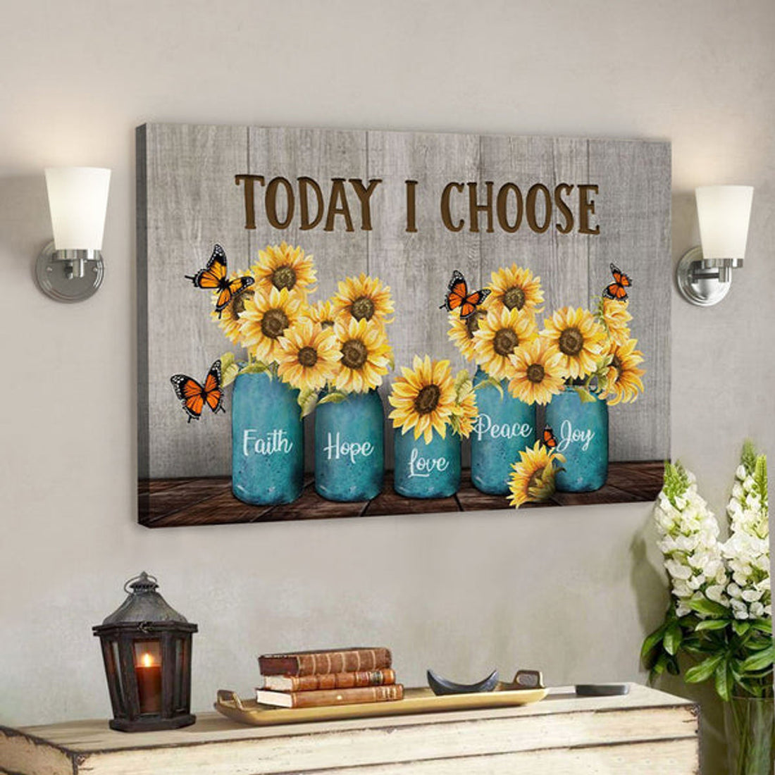 God Canvas - Bible Verse Canvas - Today I Choose Faith - Beautiful Sunflower Jesus Canvas - Scripture Canvas 