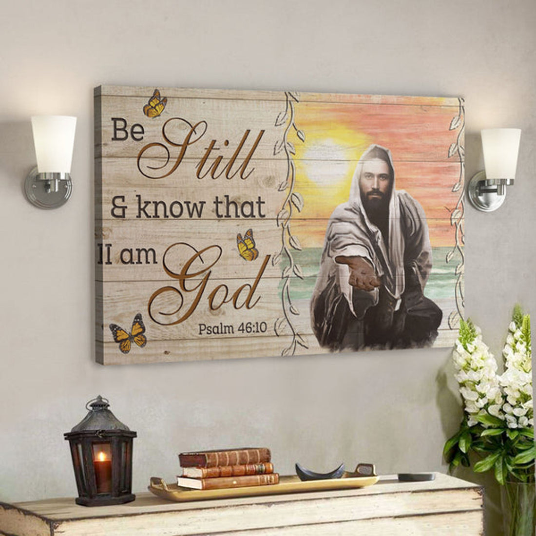 Take Jesus's Hand - Be Still And Know That I Am God - Bible Verse Canvas - Scripture Canvas Wall Art 